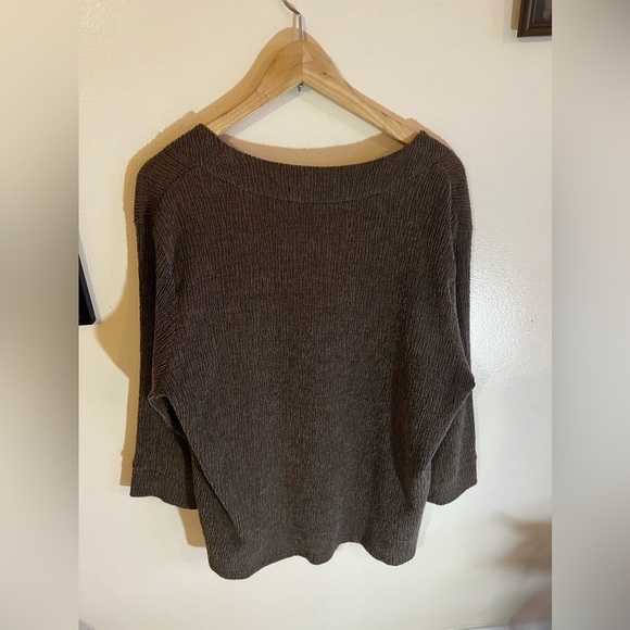 COPY - Rafael Woman Abstract Seersucker  Ribbed open cardigan size 1X brown - Picture 4 of 16